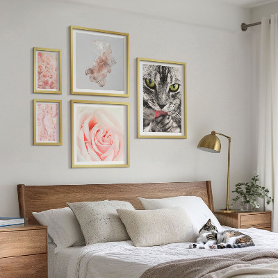 Decorațiune de perete set tablouri Pisici trandafiri nuanțe delicate