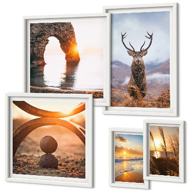 Decorațiune de perete set tablouri Natura, animalele sălbatice, în armonie