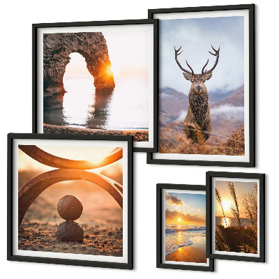 Decorațiune de perete set tablouri Natura, animalele sălbatice, în armonie