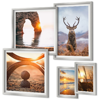 Decorațiune de perete set tablouri Natura, animalele sălbatice, în armonie