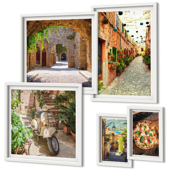 Decorațiune de perete set tablouri Străzi fermecătoare cu preparate italienești
