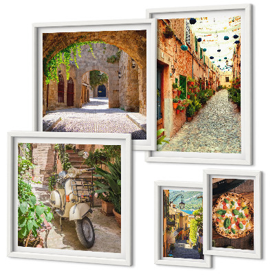 Decorațiune de perete set tablouri Străzi fermecătoare cu preparate italienești