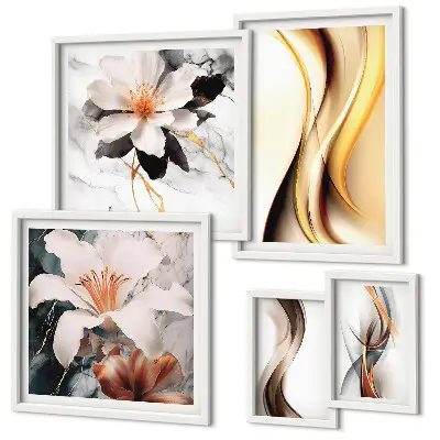 Flori abstracte elegante tablou poliptic înrămat