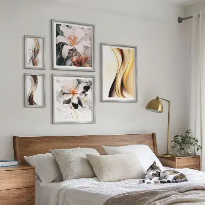 Flori abstracte elegante tablou poliptic înrămat