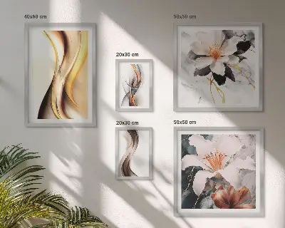 Flori abstracte elegante tablou poliptic înrămat