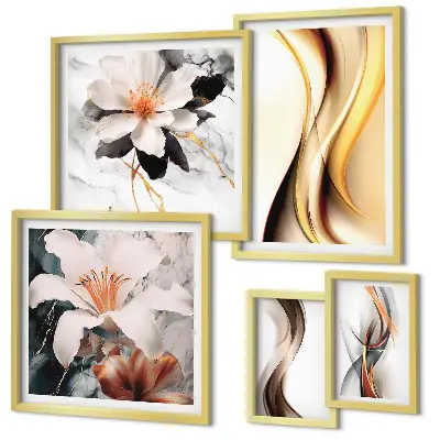 Flori abstracte elegante tablou poliptic înrămat
