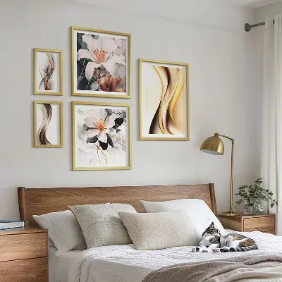 Flori abstracte elegante tablou poliptic înrămat
