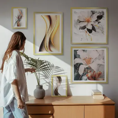 Flori abstracte elegante tablou poliptic înrămat