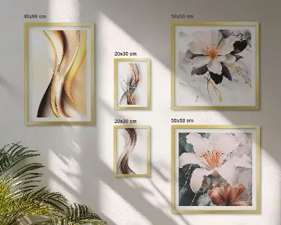 Flori abstracte elegante tablou poliptic înrămat