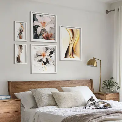 Flori abstracte elegante tablou poliptic înrămat