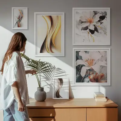 Flori abstracte elegante tablou poliptic înrămat