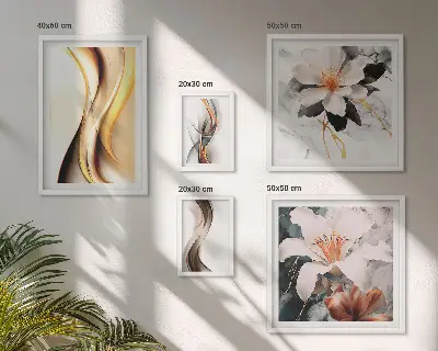 Flori abstracte elegante tablou poliptic înrămat