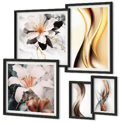 Flori abstracte elegante tablou poliptic înrămat