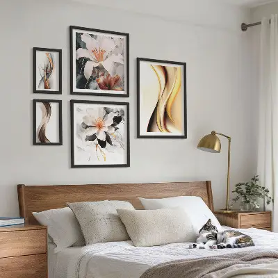 Flori abstracte elegante tablou poliptic înrămat