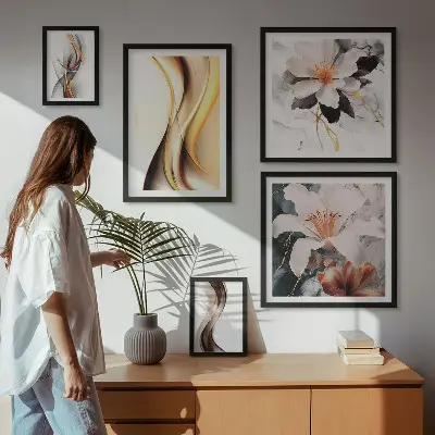 Flori abstracte elegante tablou poliptic înrămat
