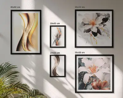Flori abstracte elegante tablou poliptic înrămat