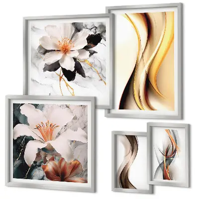 Flori abstracte elegante tablou poliptic înrămat