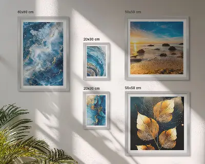 Peisaje albastre abstracte tablou poliptic înrămat