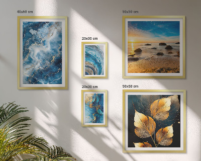 Polyptic înrămat Peisaje albastre abstracte