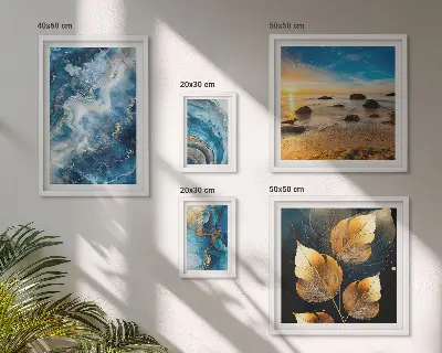 Peisaje albastre abstracte tablou poliptic înrămat