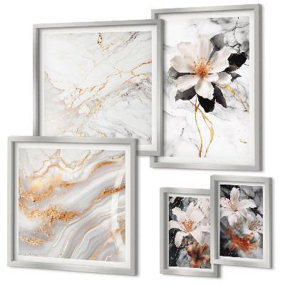 Decorațiune de perete set tablouri Flori de marmură elegantă