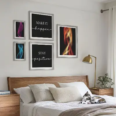 Tablou poliptic înrămat cu citate, modele de lumină și inspirații