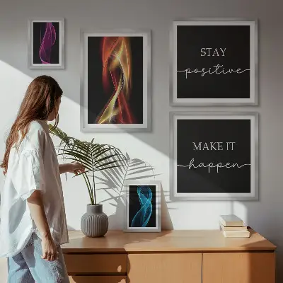 Tablou poliptic înrămat cu citate, modele de lumină și inspirații