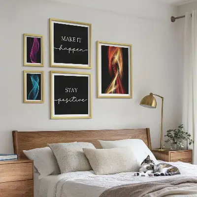 Tablou poliptic înrămat cu citate, modele de lumină și inspirații