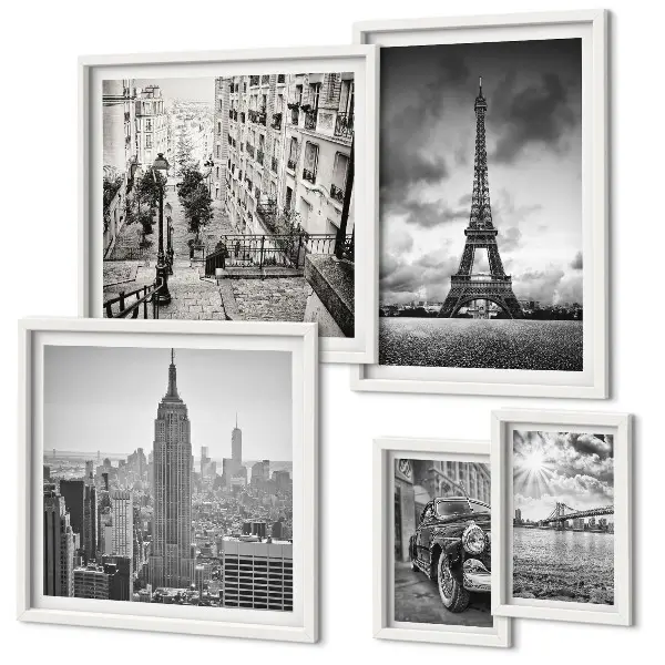 Set de tablouri decorative pentru perete cu peisaje urbane și icoane arhitecturale