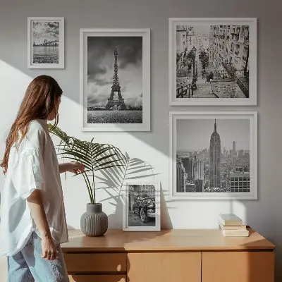 Set de tablouri decorative pentru perete cu peisaje urbane și icoane arhitecturale