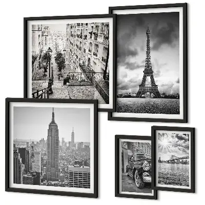 Set de tablouri decorative pentru perete cu peisaje urbane și icoane arhitecturale