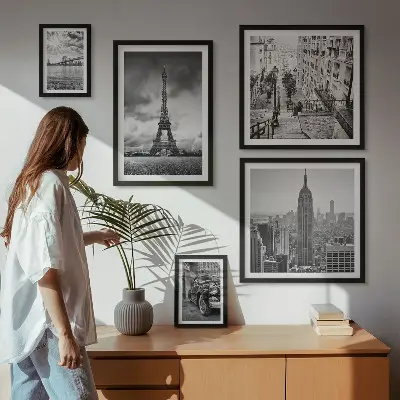 Set de tablouri decorative pentru perete cu peisaje urbane și icoane arhitecturale