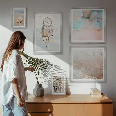 Tablou poliptic cu imprimeu de plajă în stil boho
