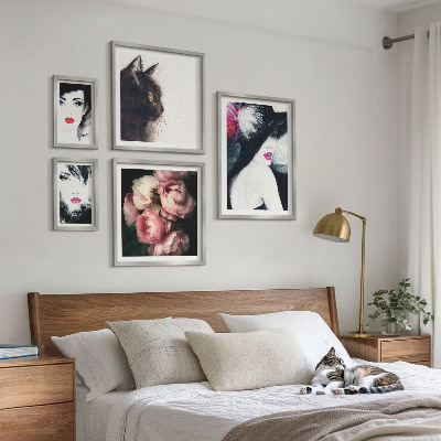 Decorațiune de perete set tablouri Portrete elegante de femei cu trandafiri