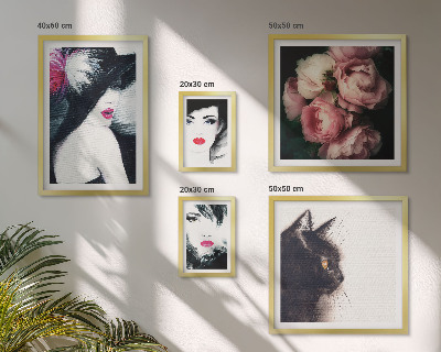 Decorațiune de perete set tablouri Portrete elegante de femei cu trandafiri