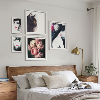 Decorațiune de perete set tablouri Portrete elegante de femei cu trandafiri
