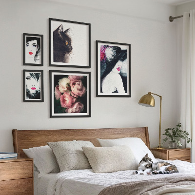 Decorațiune de perete set tablouri Portrete elegante de femei cu trandafiri