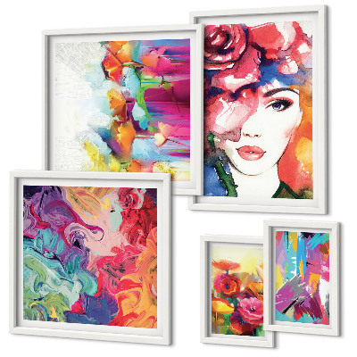 Decorațiune de perete set tablouri Portrete abstracte colorate