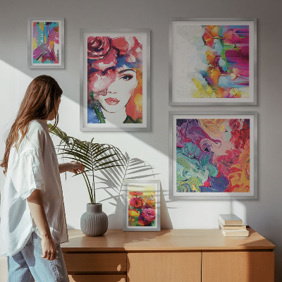 Decorațiune de perete set tablouri Portrete abstracte colorate