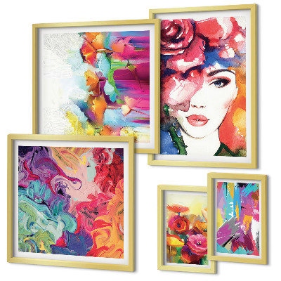 Decorațiune de perete set tablouri Portrete abstracte colorate
