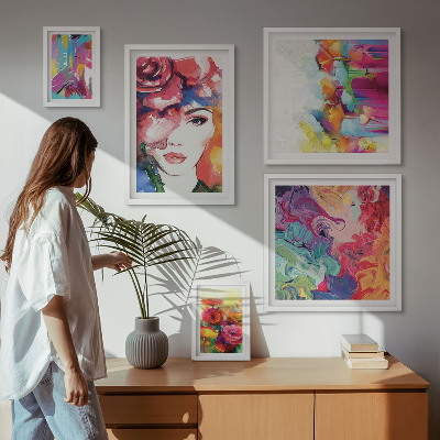 Decorațiune de perete set tablouri Portrete abstracte colorate
