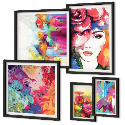 Decorațiune de perete set tablouri Portrete abstracte colorate
