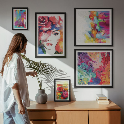 Decorațiune de perete set tablouri Portrete abstracte colorate
