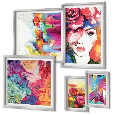 Decorațiune de perete set tablouri Portrete abstracte colorate