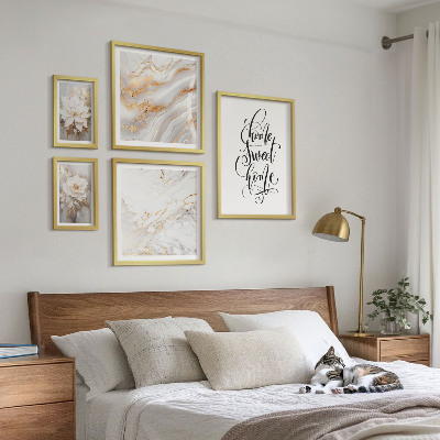 Polyptic înrămat Interior elegant din marmură cu flori