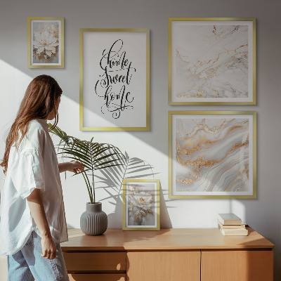 Polyptic înrămat Interior elegant din marmură cu flori