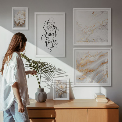 Polyptic înrămat Interior elegant din marmură cu flori