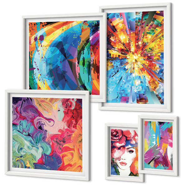 Polyptic înrămat Compoziții abstracte colorate