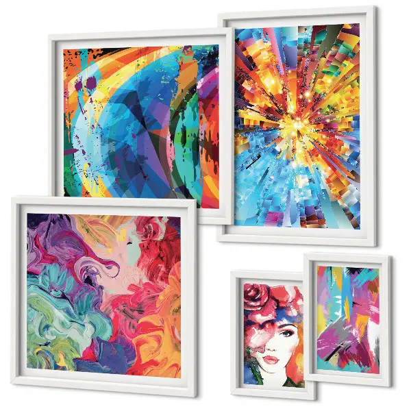 Compoziții abstracte colorate tablou poliptic înrămat