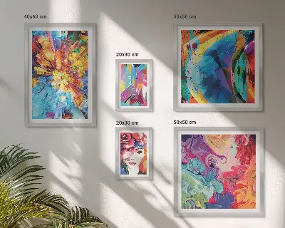Compoziții abstracte colorate tablou poliptic înrămat
